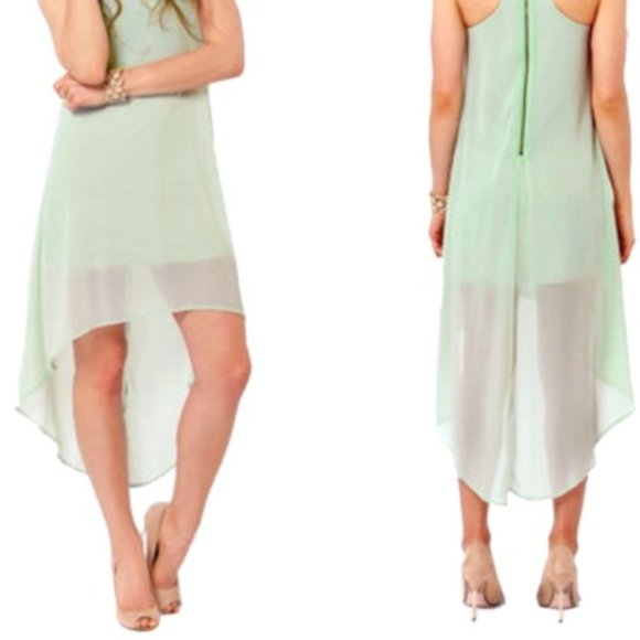 Mint Green Chiffon Dress - Picture 6 of 12